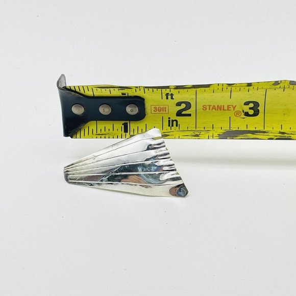 Crimped Triangle Embossed Earrings Pierced Silver Tone Stylized Feet Toes - Picture 3 of 9